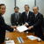 石油業界の要望を陳情した（右から吉澤副理事長、村上理事長、田村会長、三村涼児事務局長、西川議員）