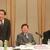 活発な意見が交わされた中部支部の役員会(左から宇佐美支部長、河本副会長、加藤専務理事)