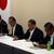 油政連執行部も全員が再任された（右手前から高橋、大家、谷口、加藤の各氏）