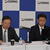 新たな３年間の指針を示す桐山社長（左）と山田常務