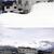 今冬シーズンは小雪だった（㊤昨年３月18日㊦今年３月23日＝塩沢石油ベルーガ塩沢ＳＳ裏から撮影）